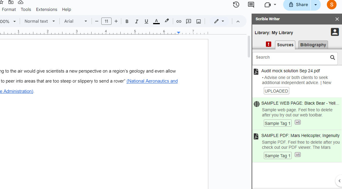 افزونه Scrible Writer Google Docs