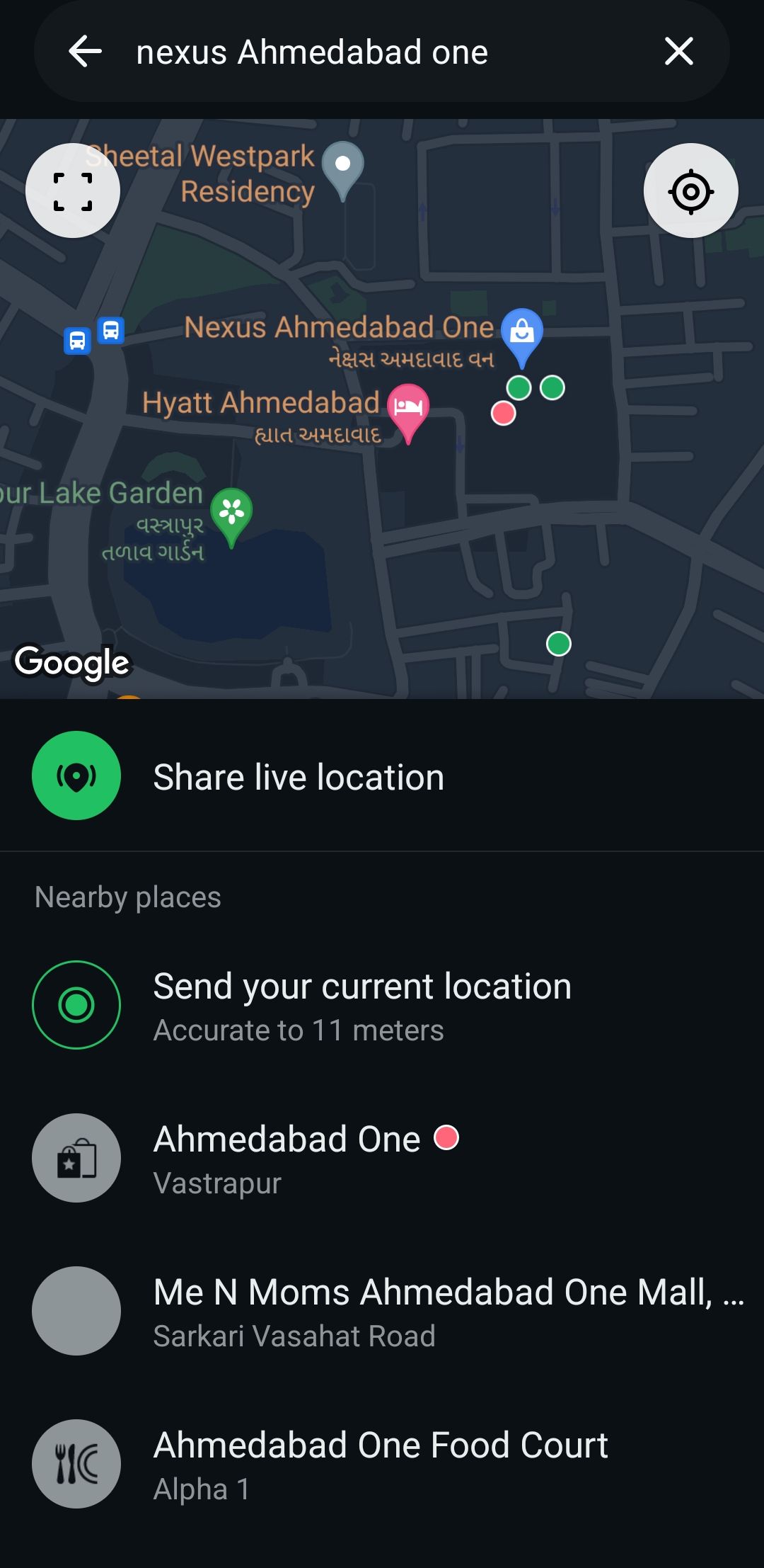 Sharing Specific Location on WhatsApp