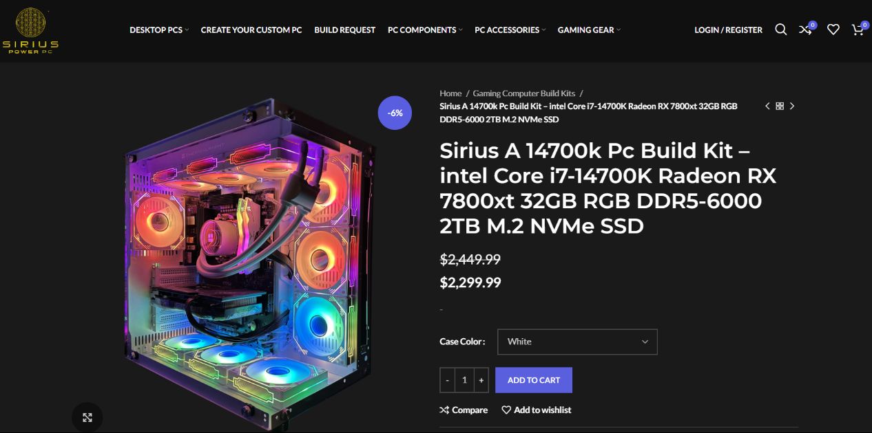 sirius power pc build kit example package