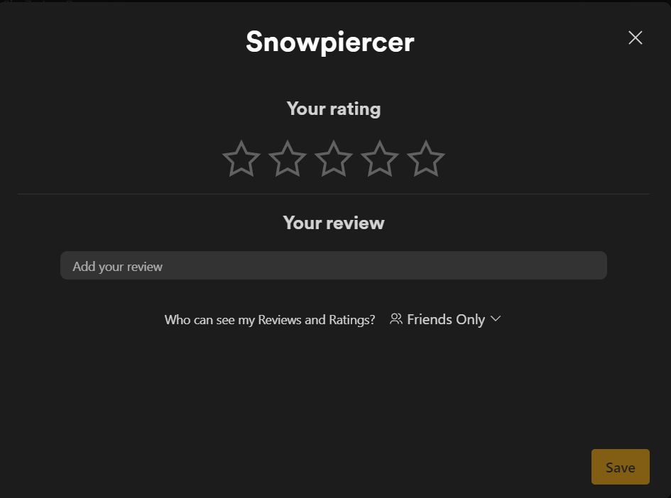 snowpiercer rating and review popup