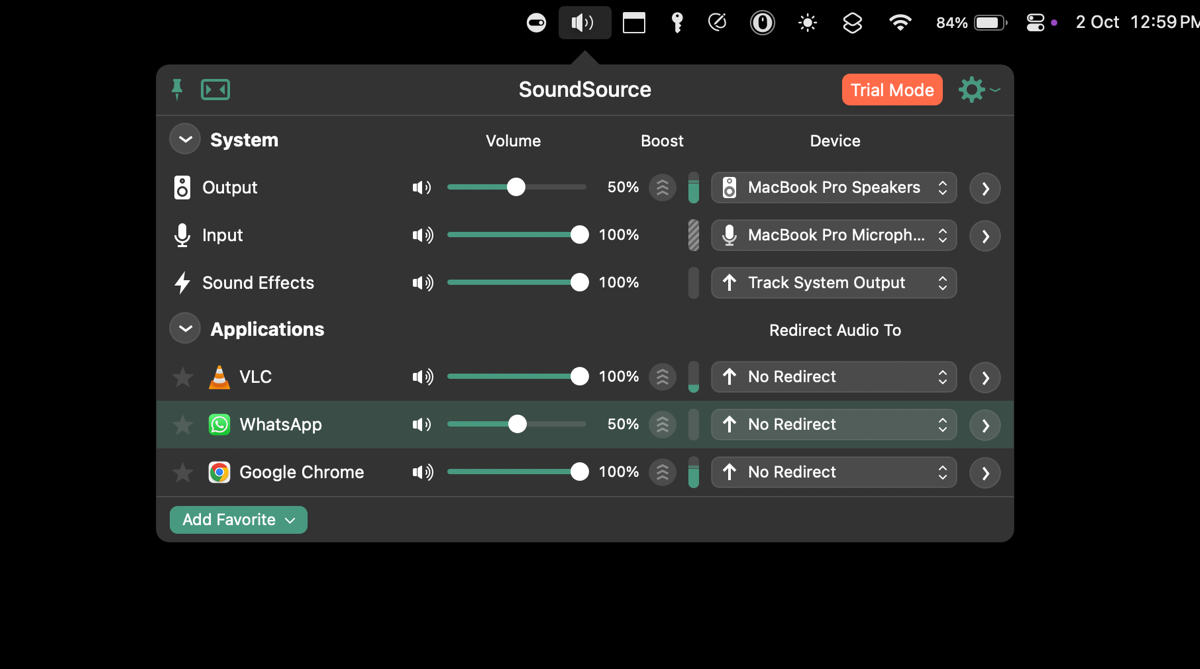 SoundSource's per-app volume control feature