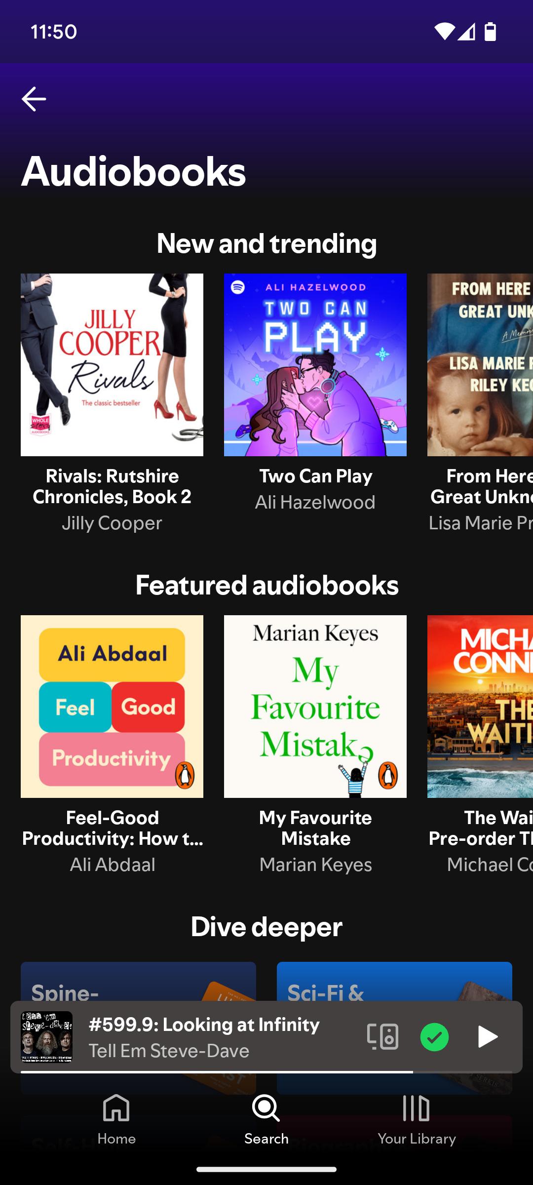 Audiobooks are available on Spotify