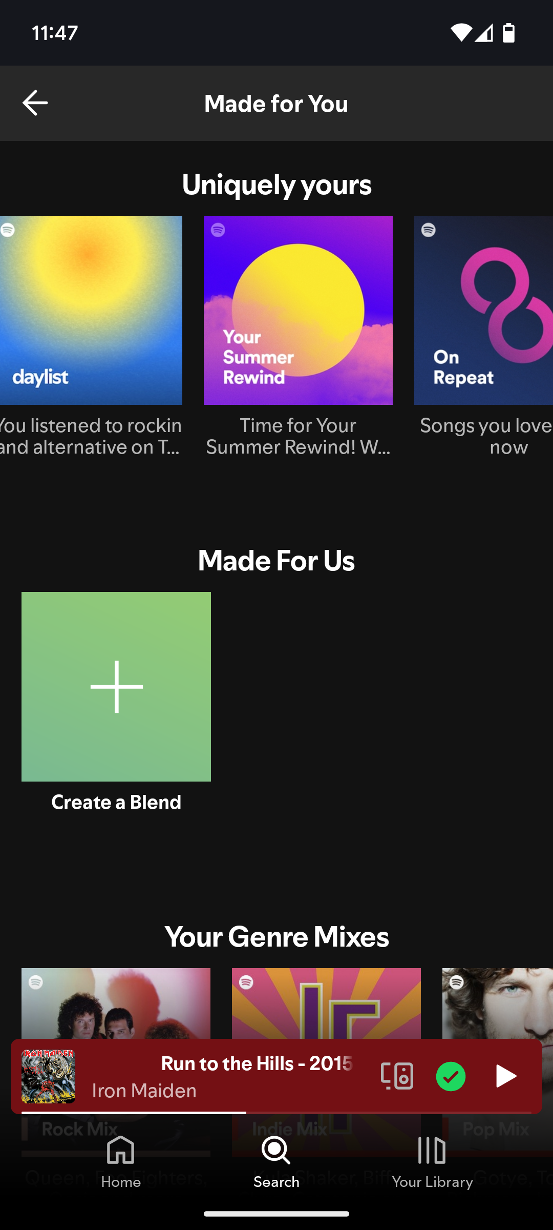 Personalized playlists on the Spotify app