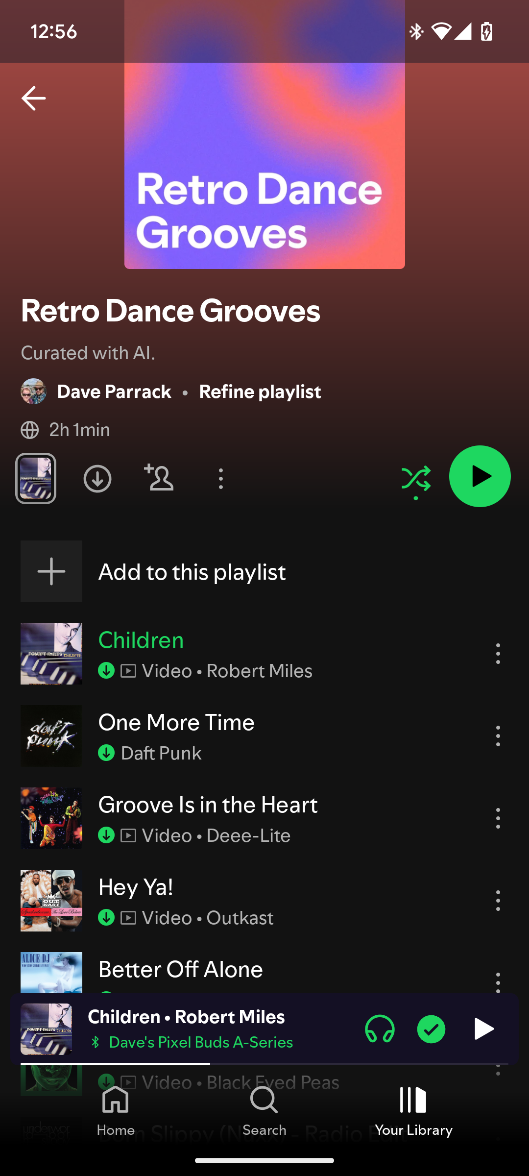 A Spotify playlist with normal shuffle enabled