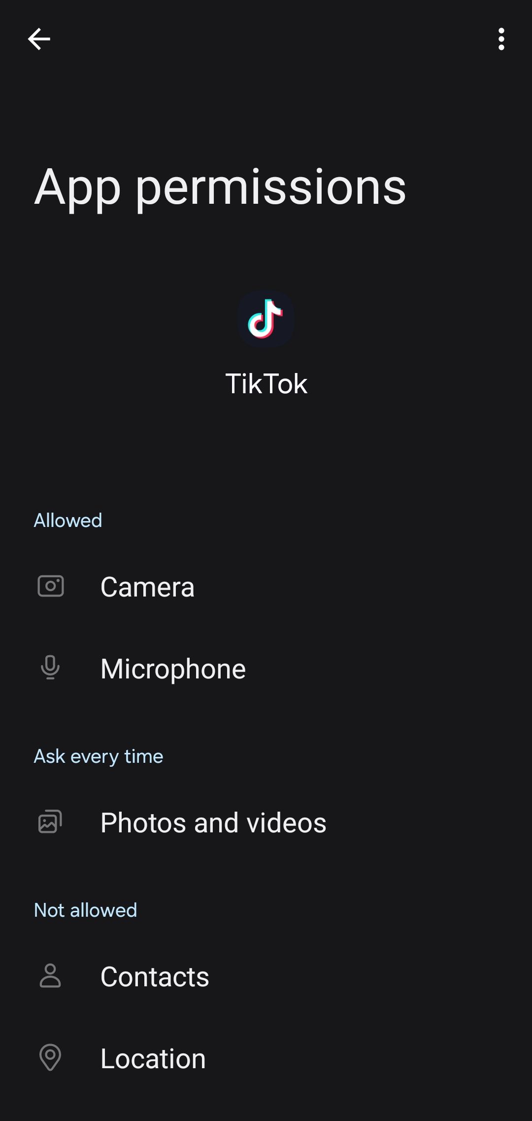 مجوز tiktok در تلفن همراه