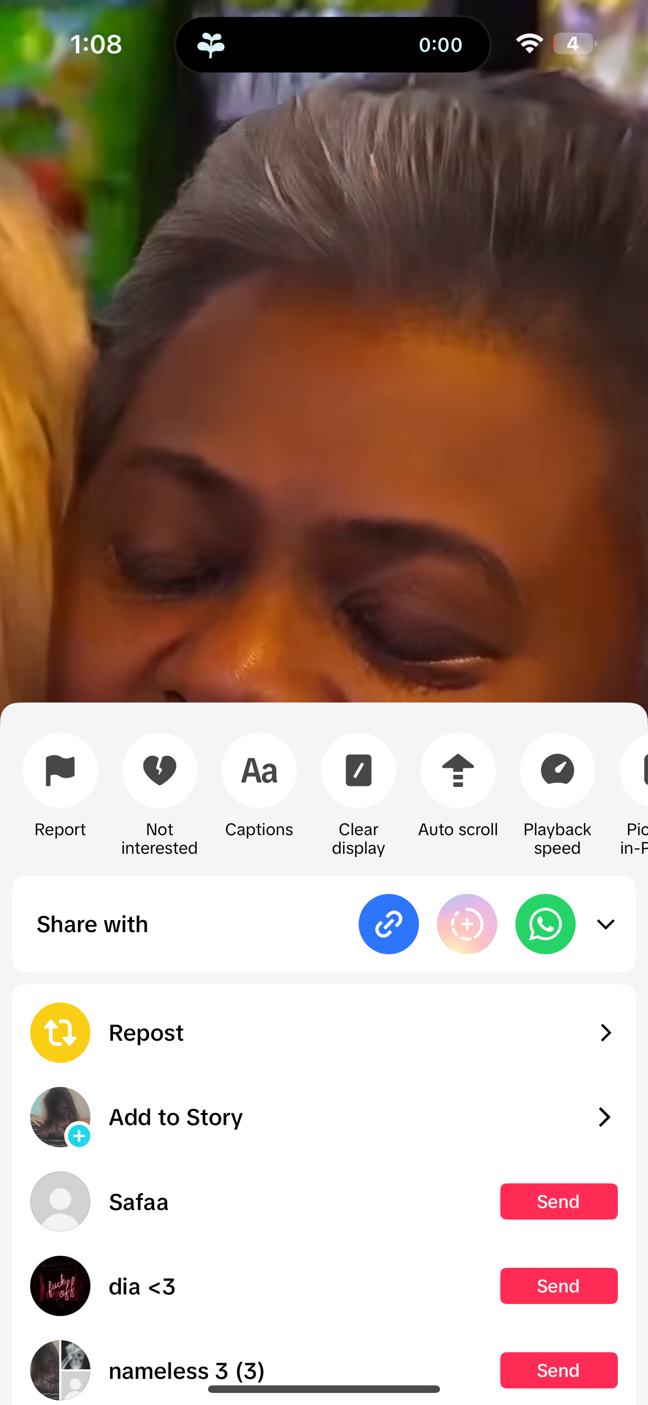 TikTok Video Controls including Captions