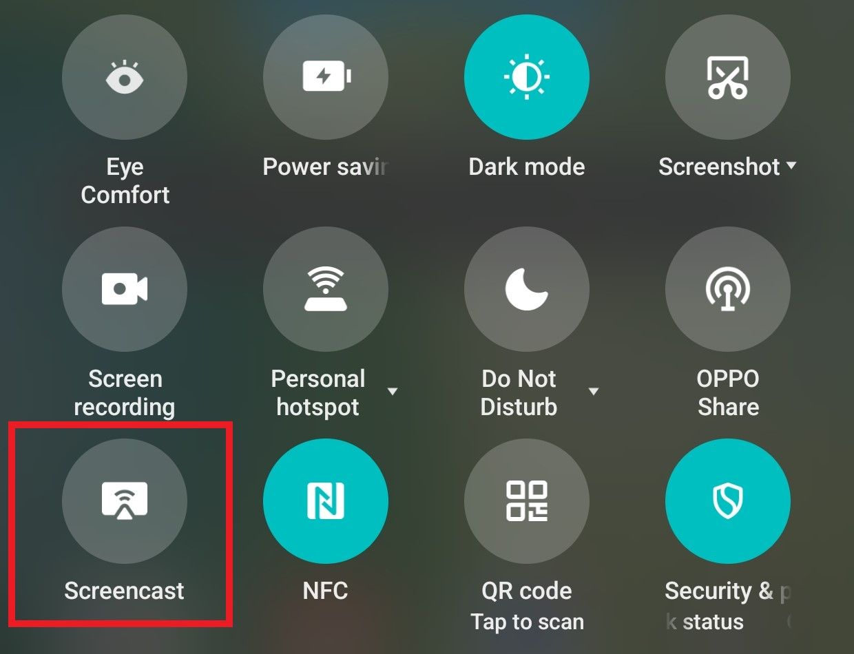 android quick settings menu with screencast option