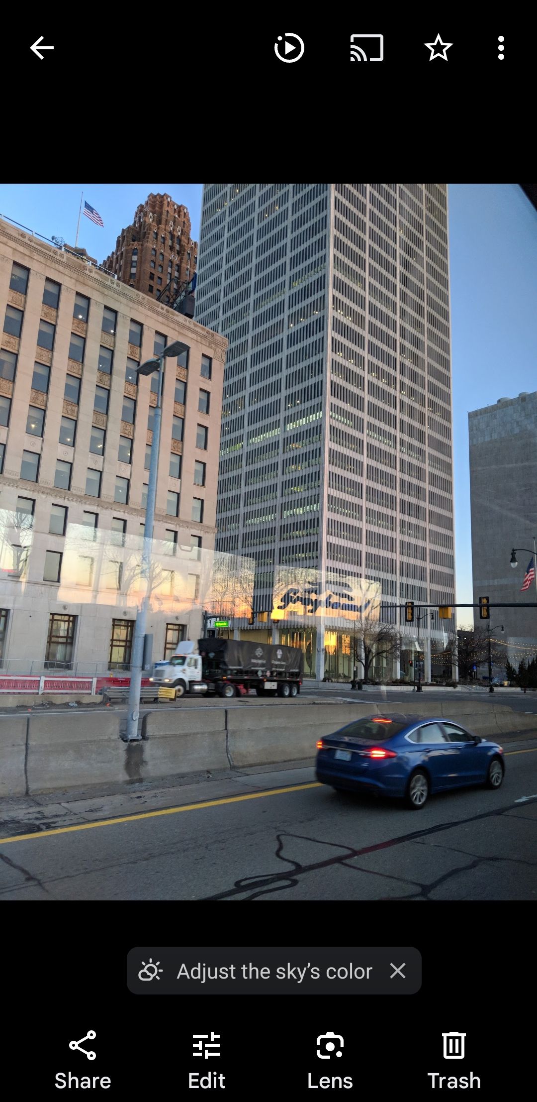 Google Photos App Showing an Image of Buildings