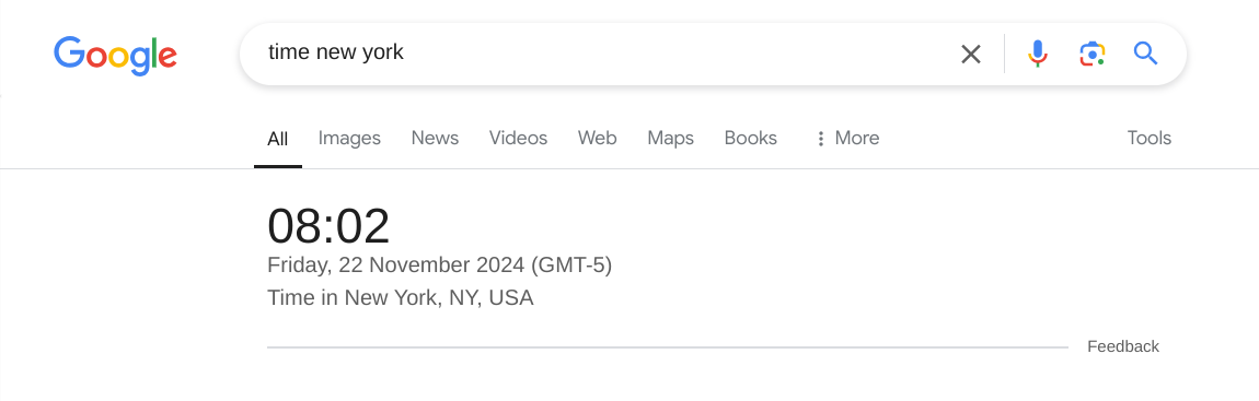 Google Search's time widget in action