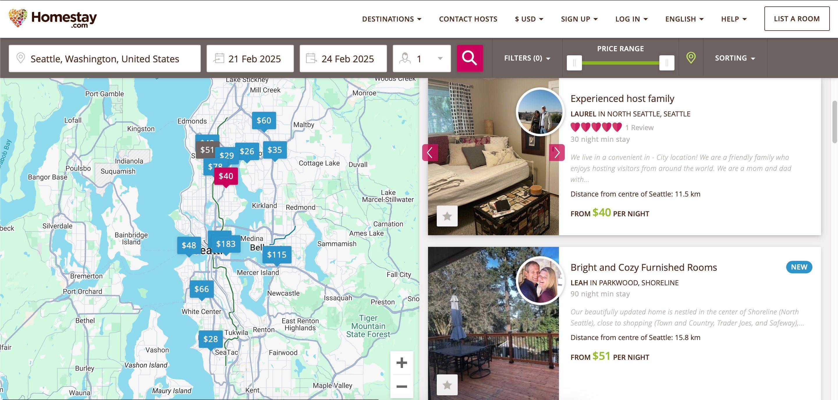 Search Results for Seattle in Homestay