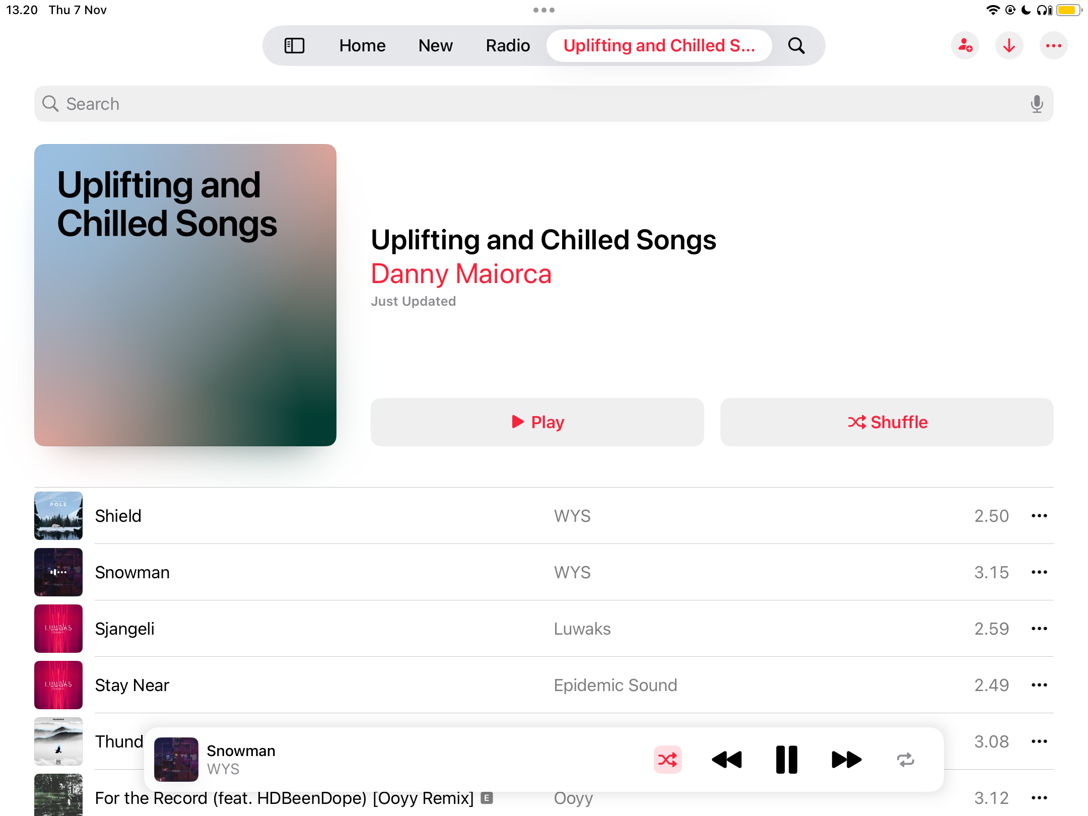 An uplifting playlist created in Apple Music 