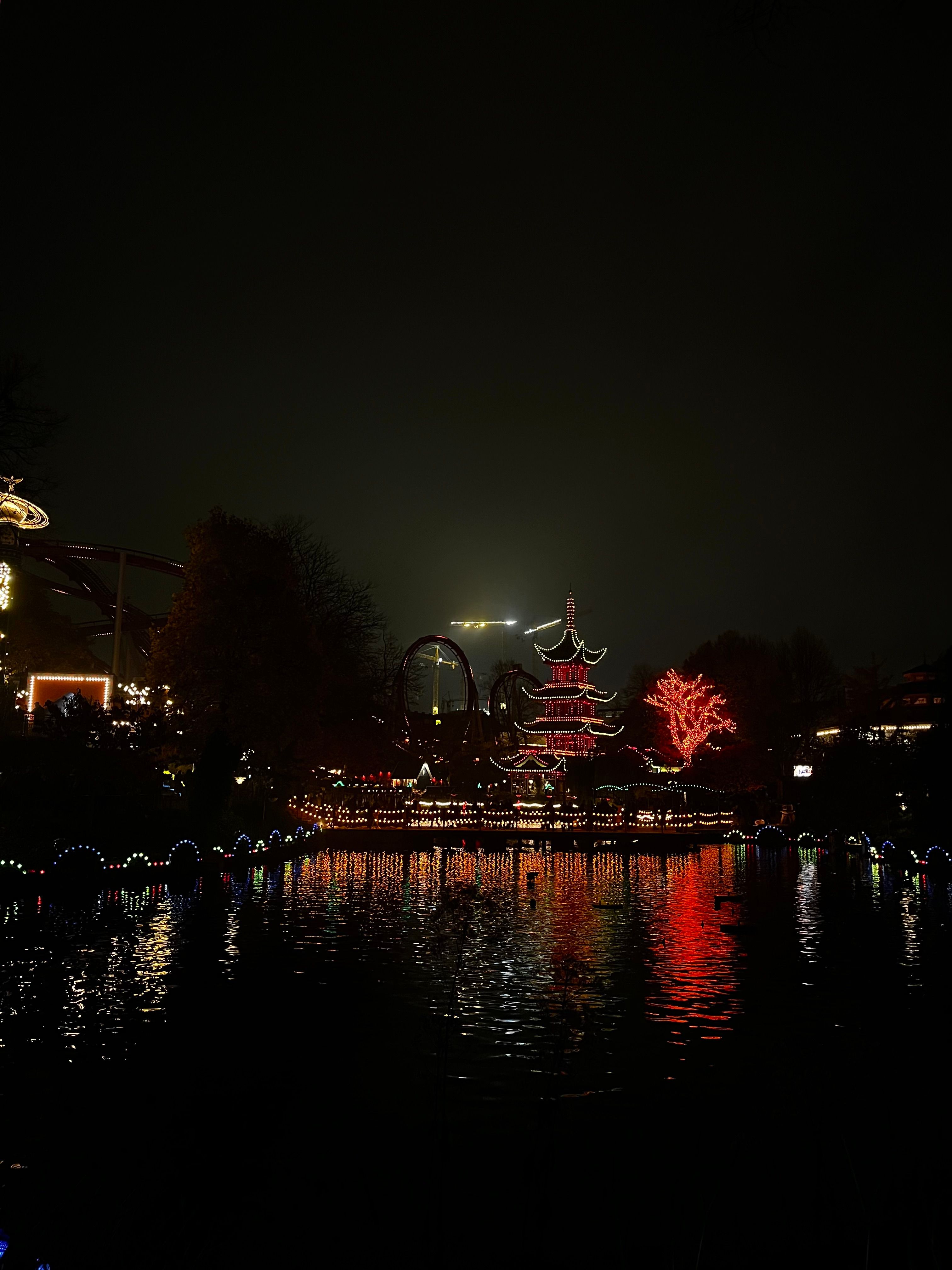 Photo of an amusement park at night edited on a smartphone