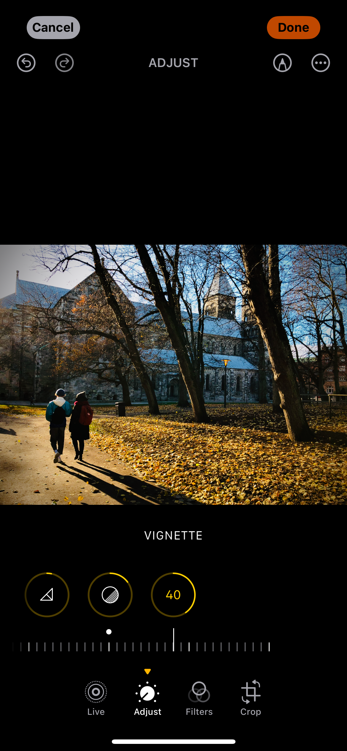 Adding vignette to a street photo