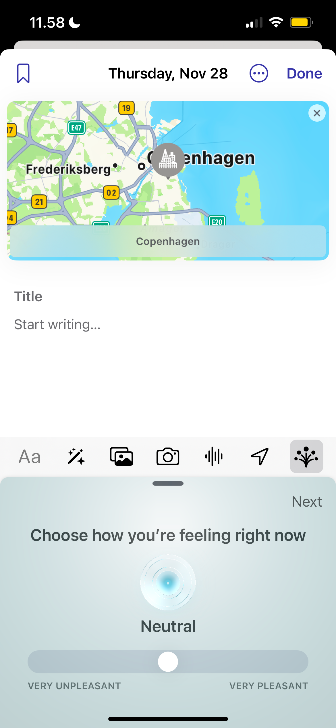 Добавление местоположения и внимательности в Apple Journal
