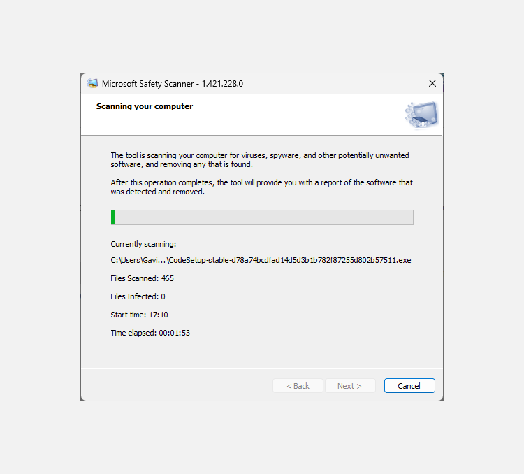 microsoft security scanner running full scan on windows 11