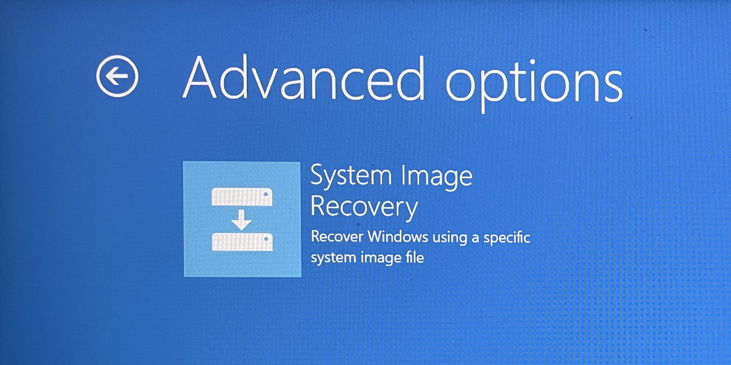 The More Recovery Options screen on Windows.