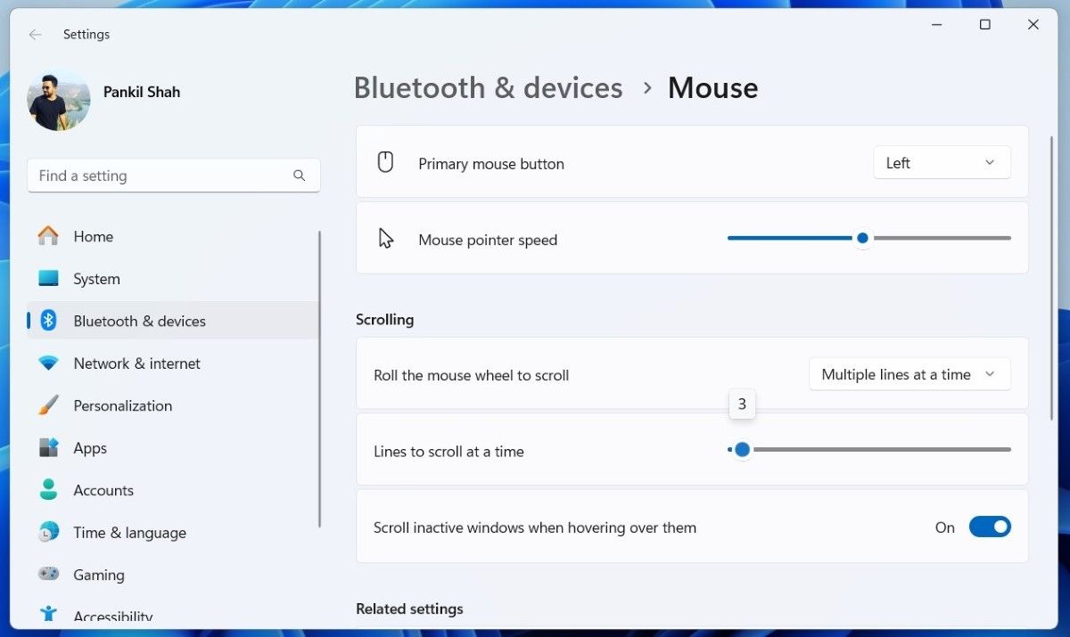 Mouse Scrolling Settings in Windows 11