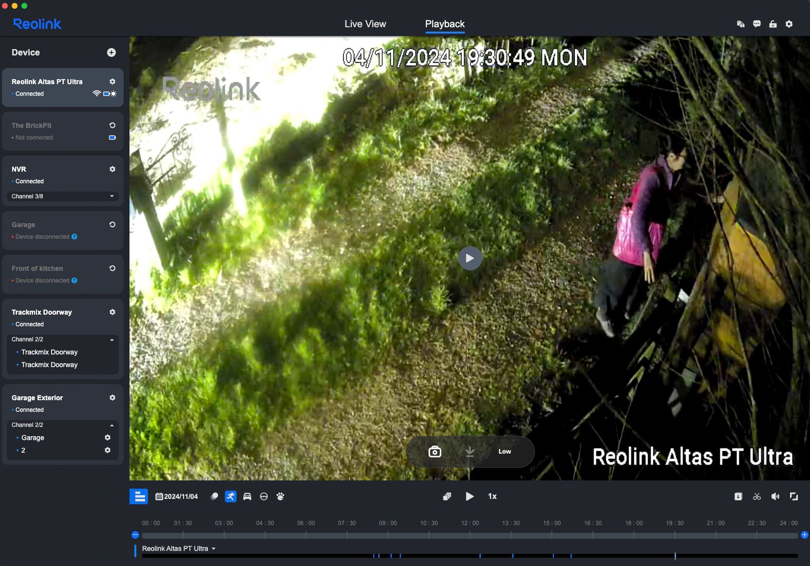 Reolink PT Ultra desktop app demo showing easier playback. 