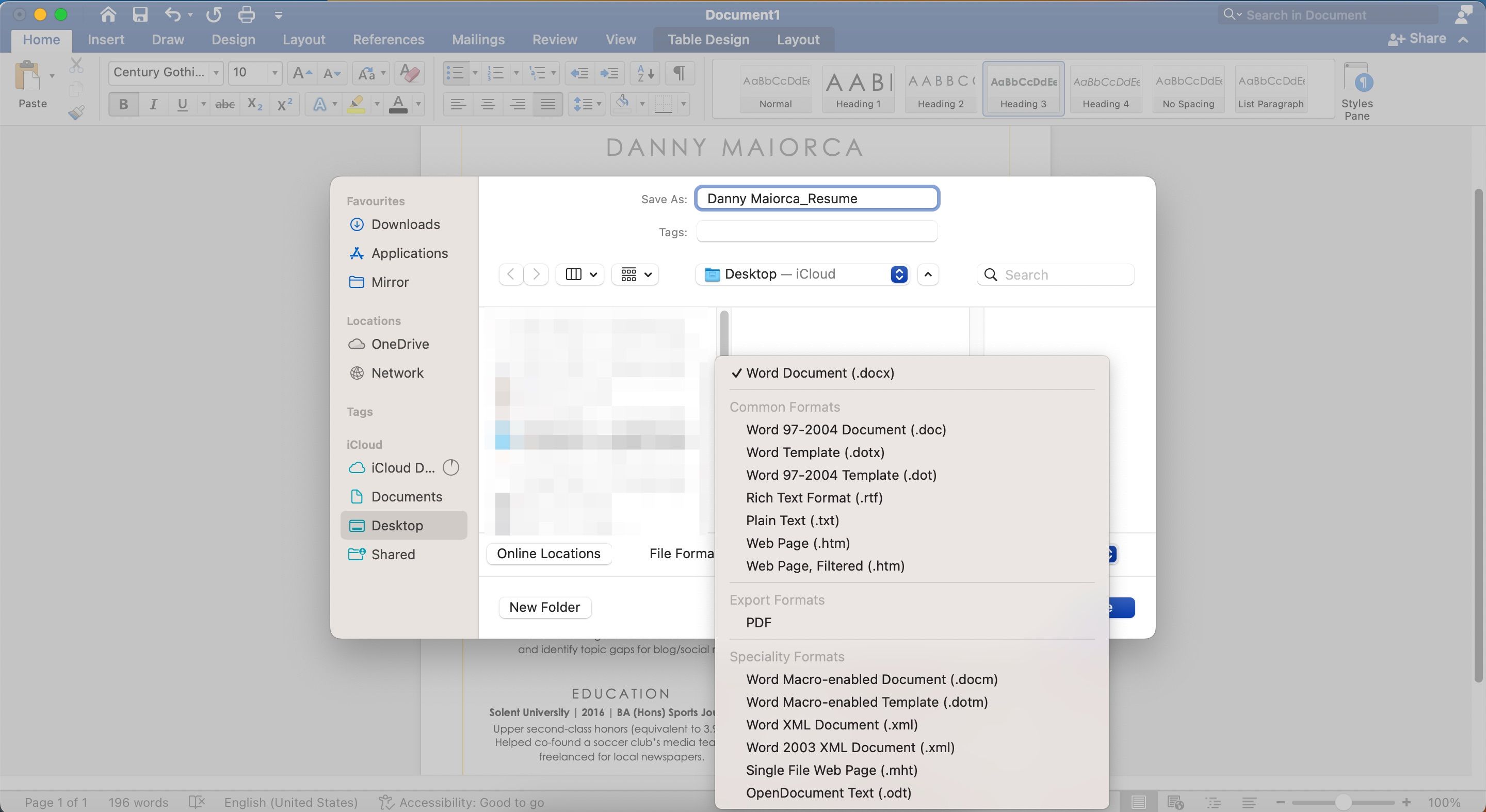 Save a Resume in Microsoft Word as PDF