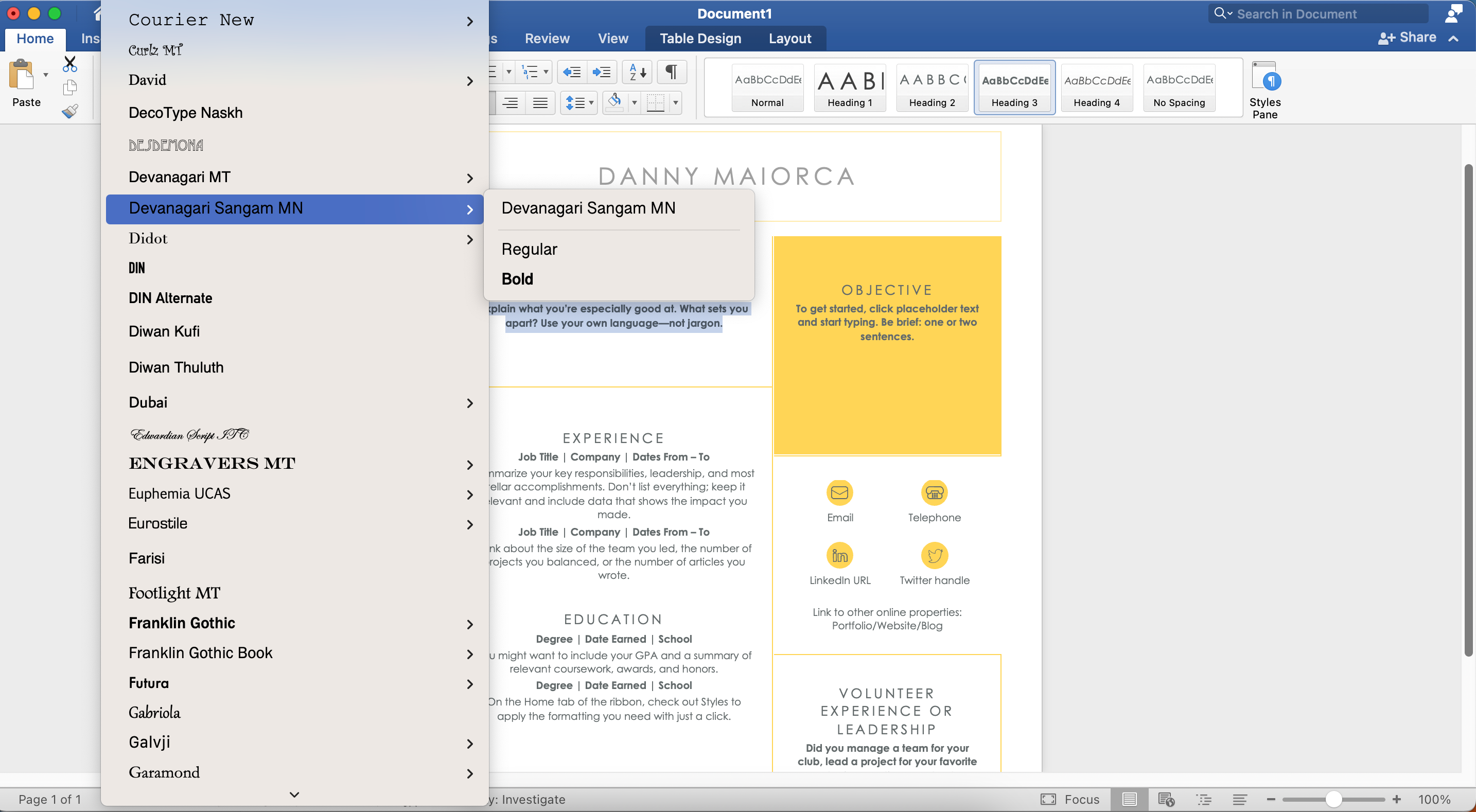 Choose a different font in the Microsoft Word app