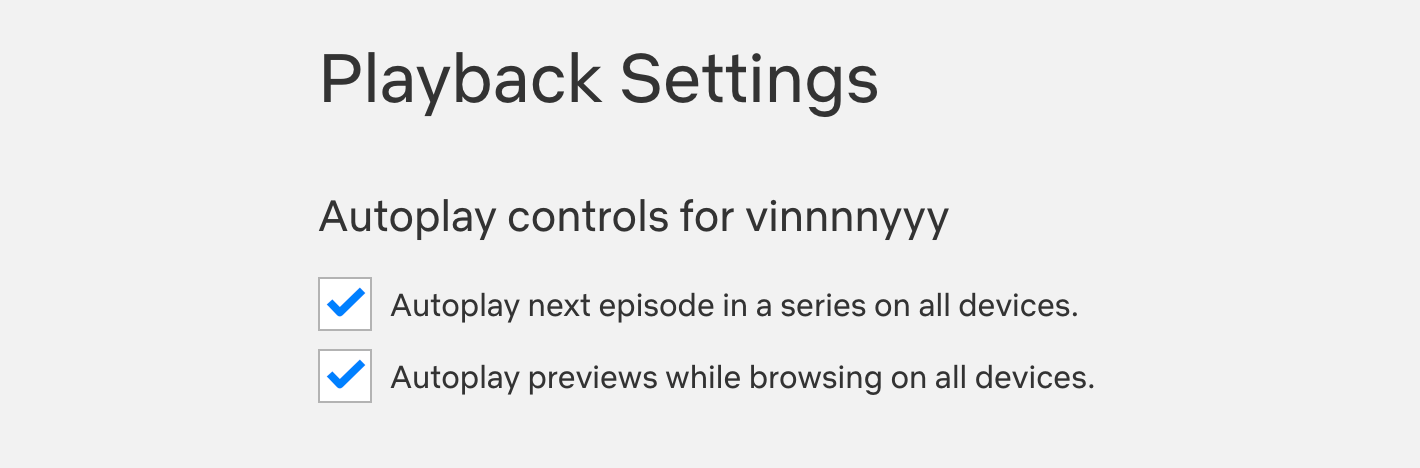 Uncheck the boxes to turn off autoplay settings on Netflix