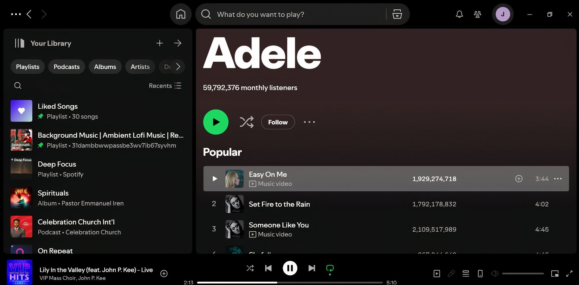 Spotify نمایه ادل را نشان می دهد