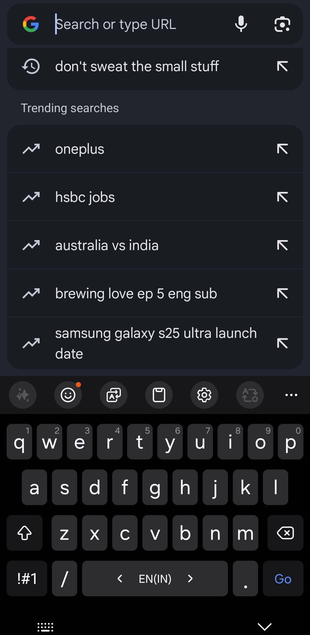 Trending Google searches in Chrome for Android