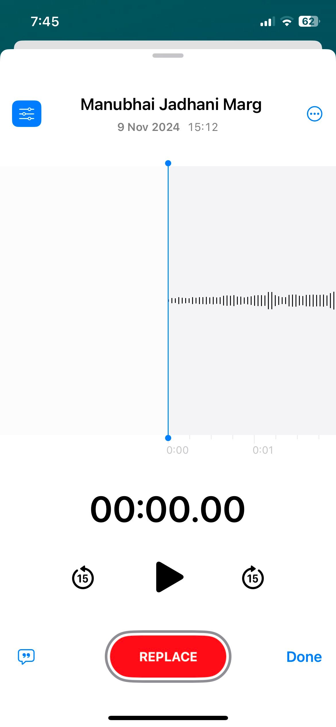 Voice recording in Voice Memos app on iPhone