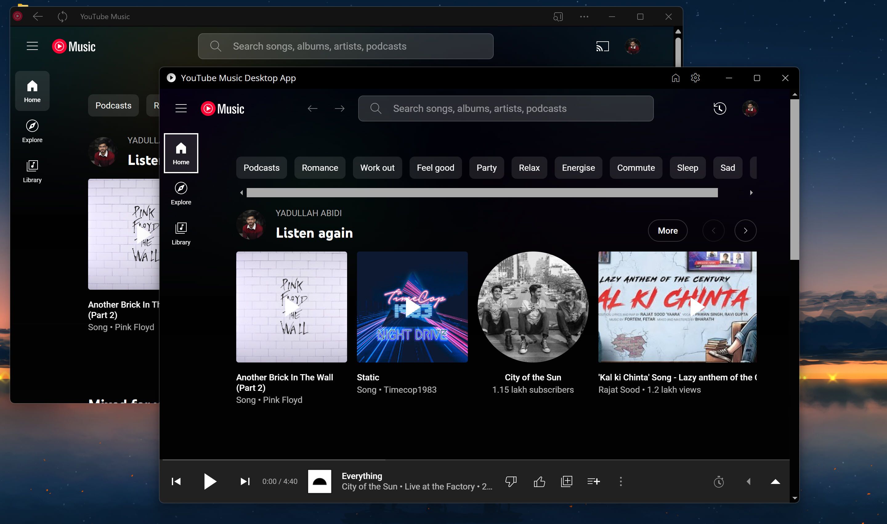 A comparison of the YouTube Music Desktop app and Youtube Music PWA