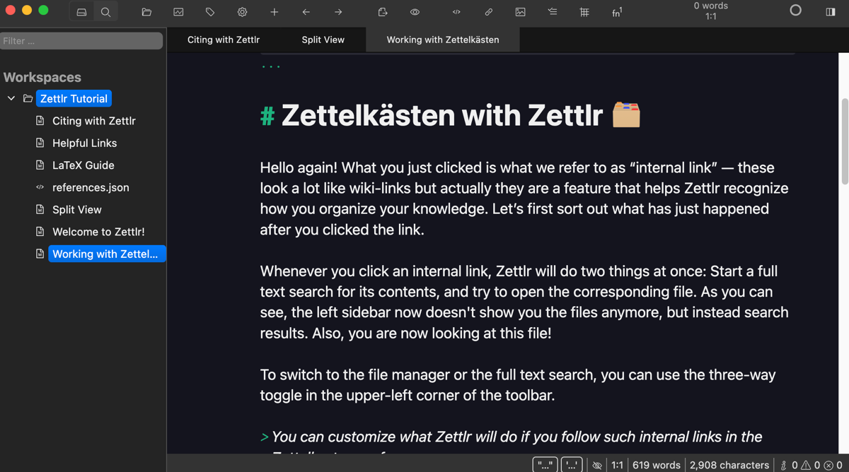 یک Zettelkasten در Zettlr