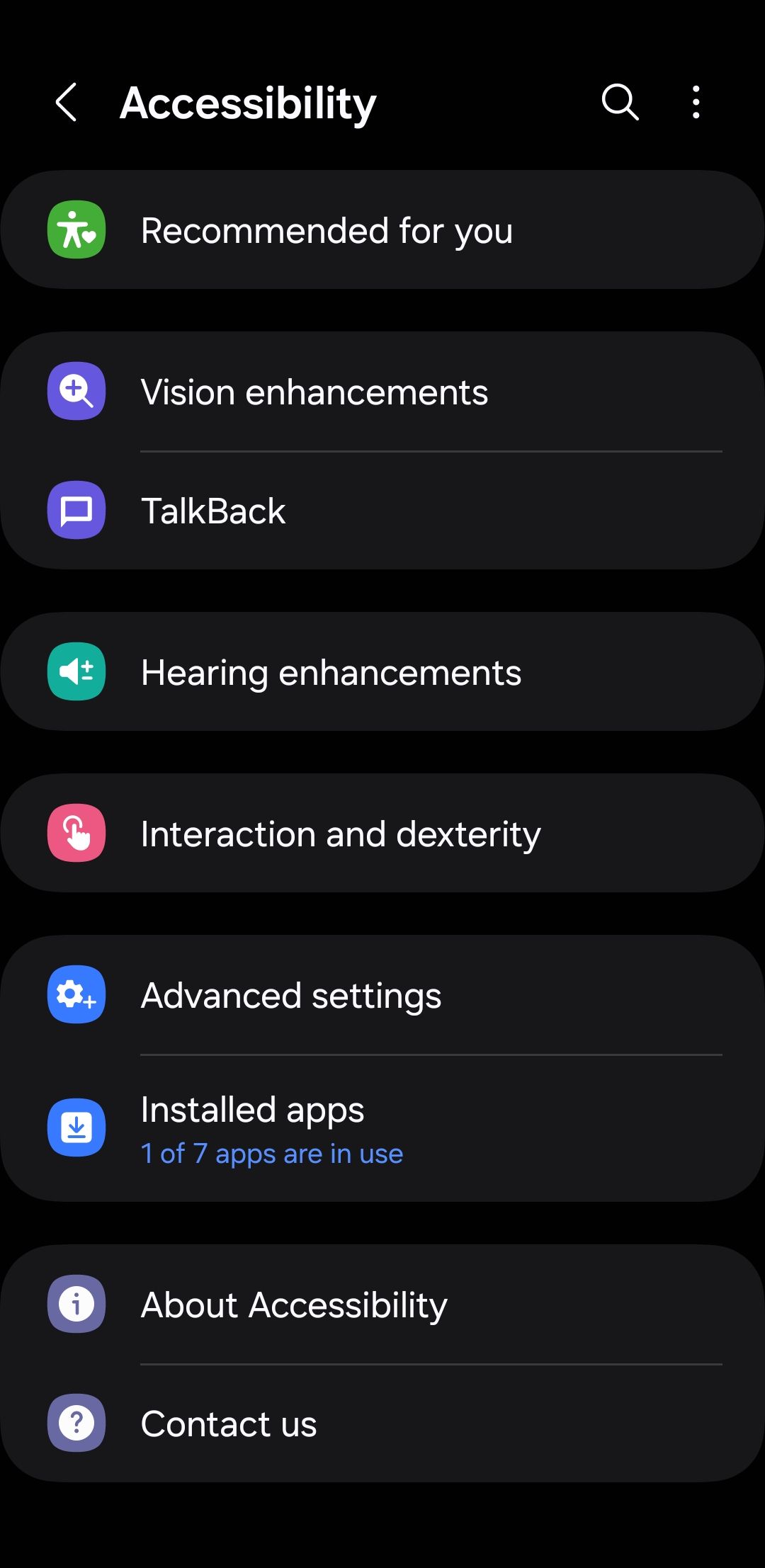 Accessibility menu on Android phone