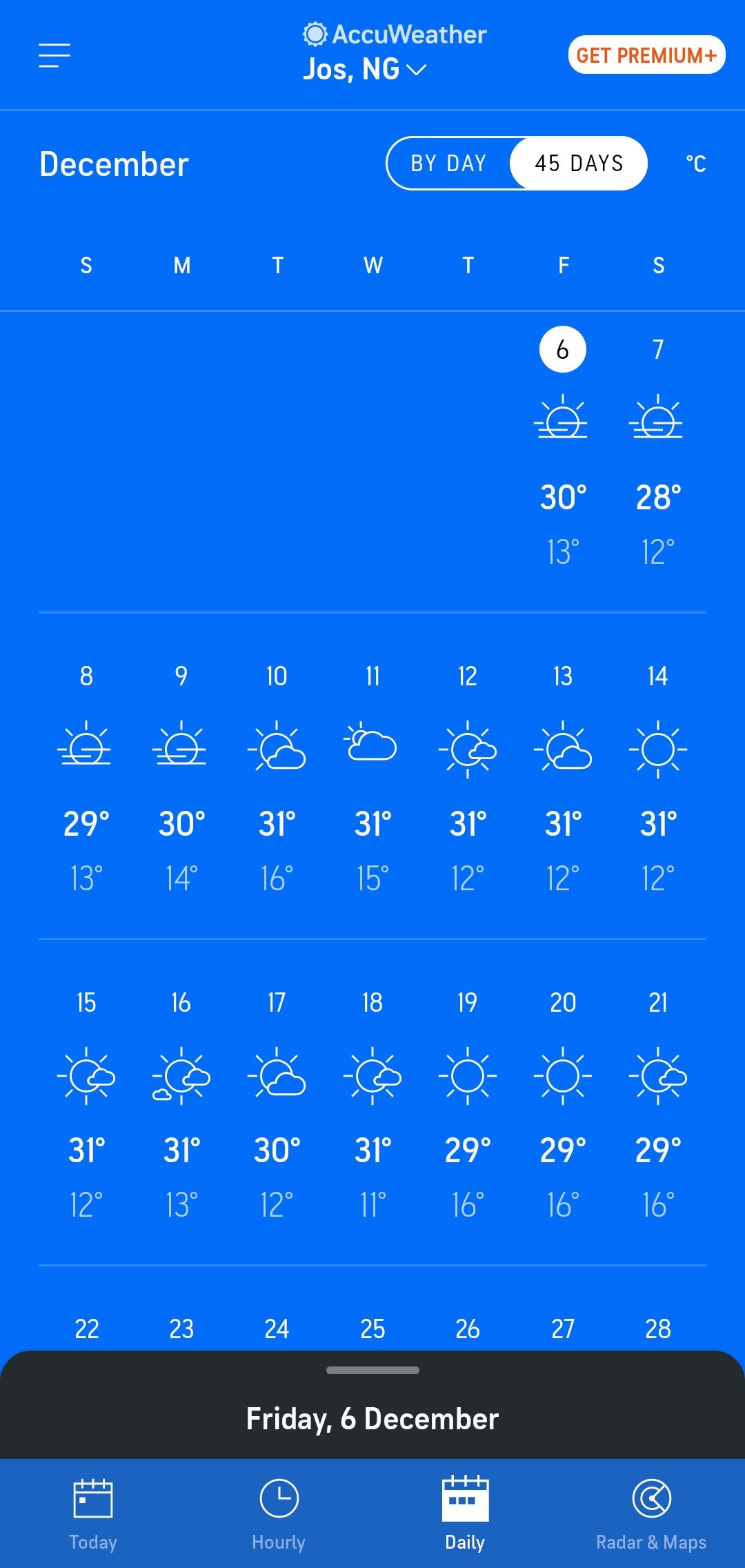 AccuWeather extended temperature