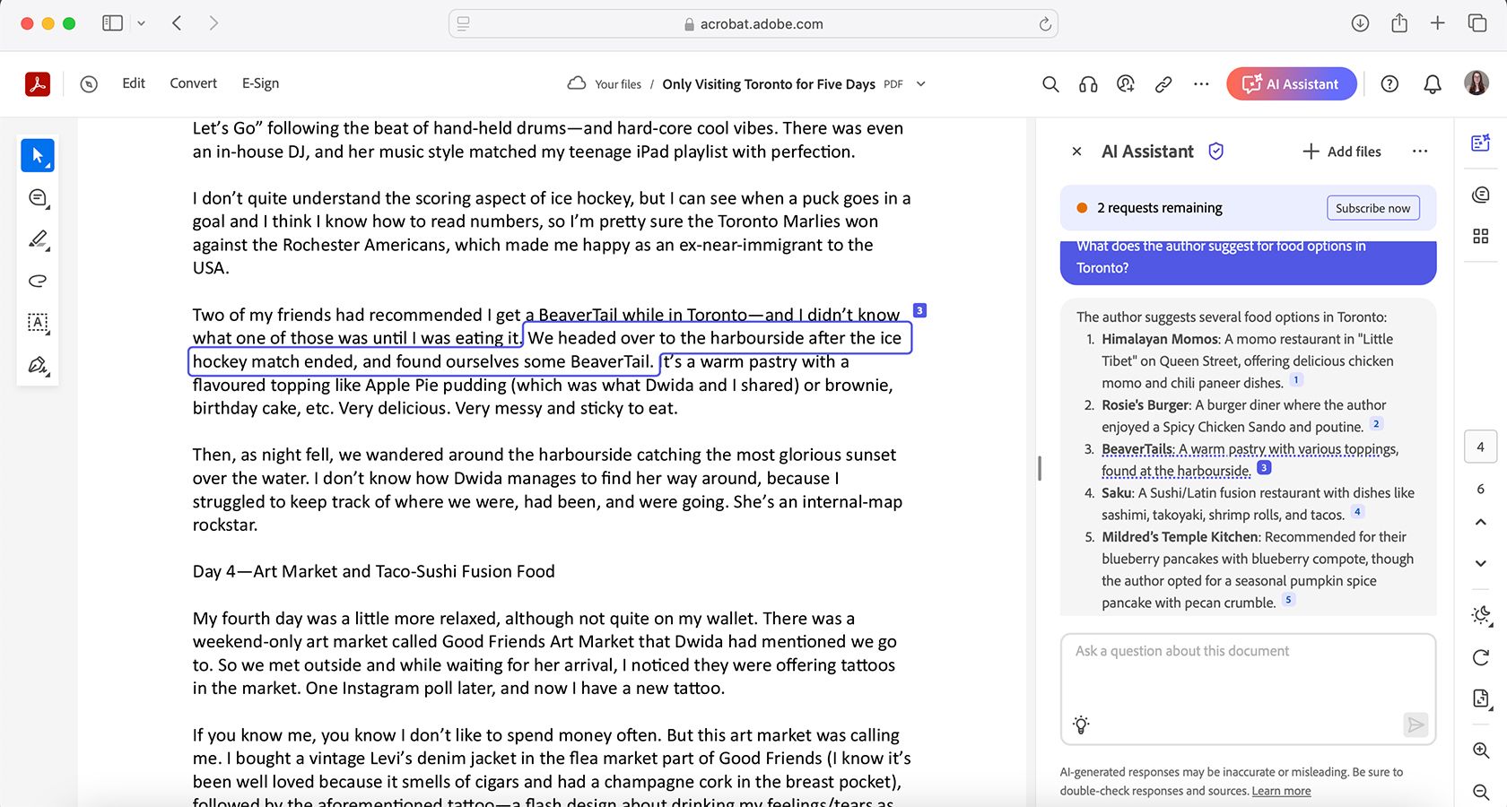 Adobe Acrobat AI Assistant Citation Feature
