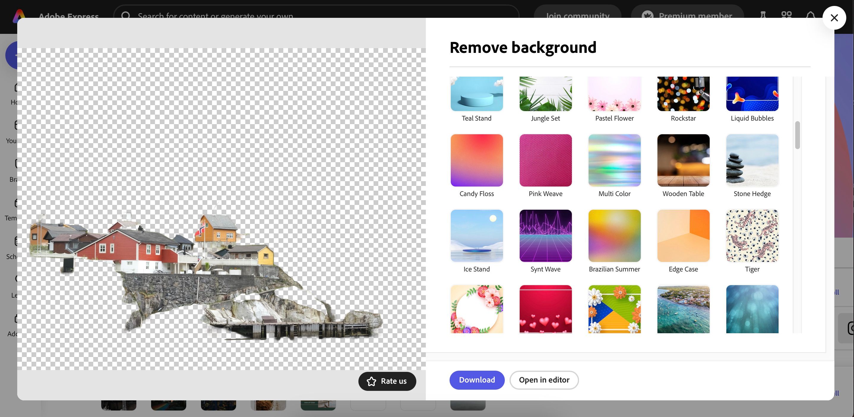 A photo with its background removed in Adobe Express
