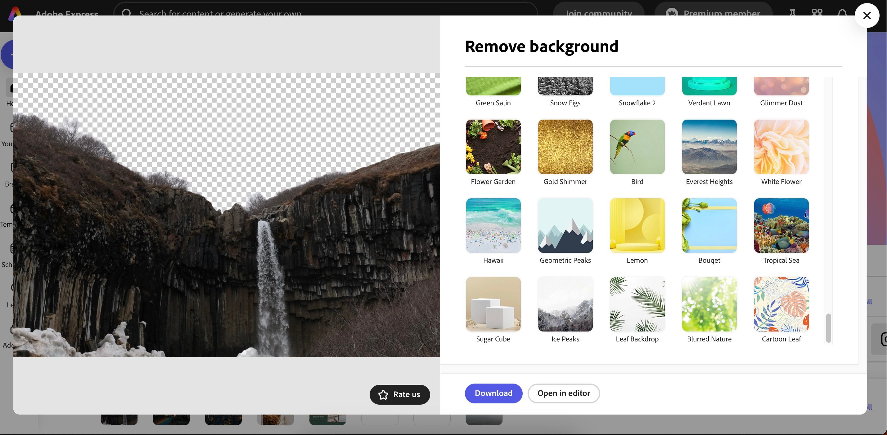 Choose how you want to replace a background in Adobe Express