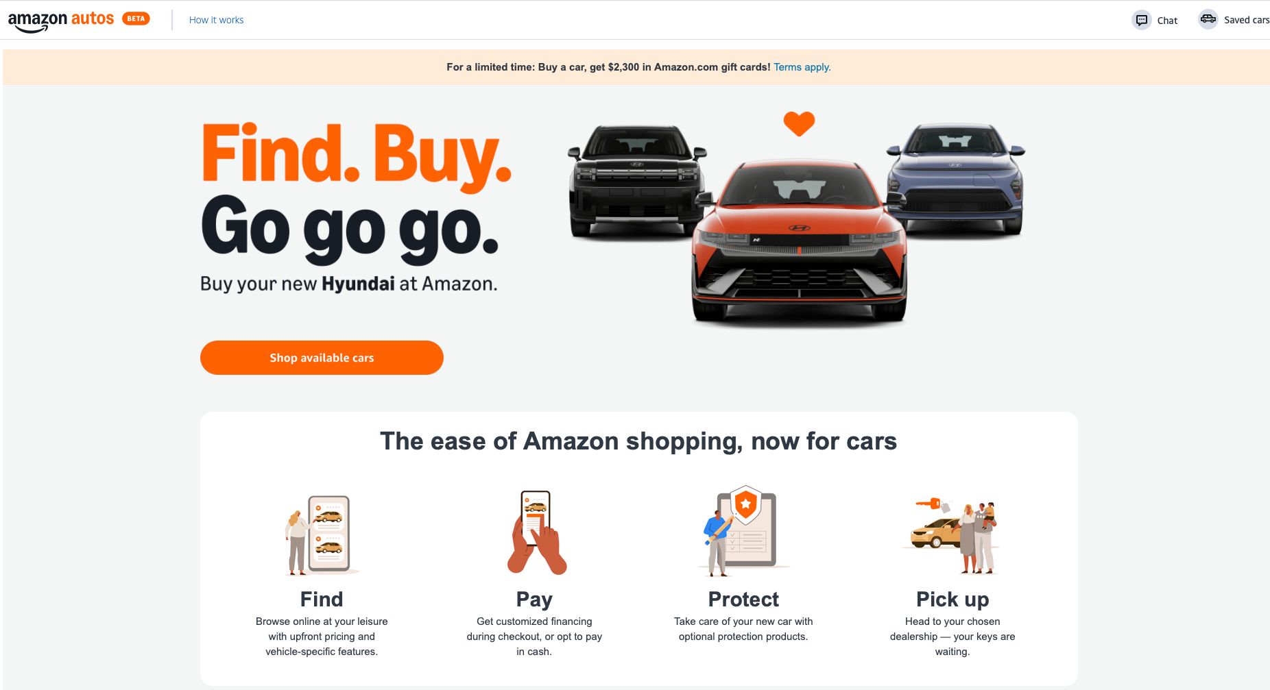 A screenshot of the amazon autos site. 