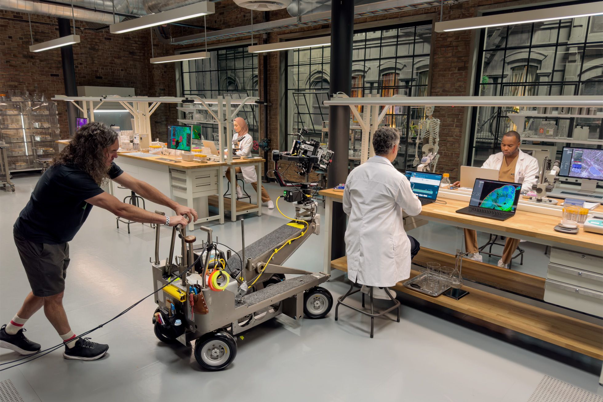an iphone 15 pro film rig on a camera dolly 