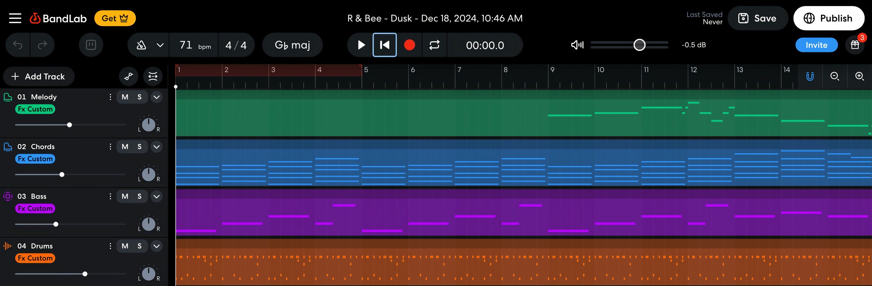 The BandLab Songstarter arranges the page.