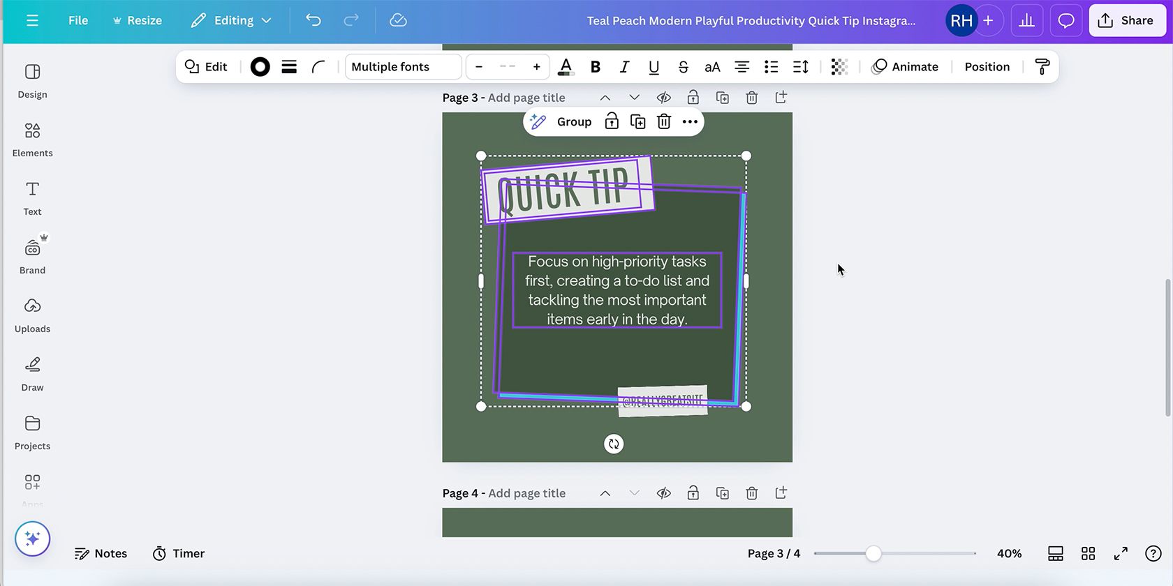 Canva Click and Drag to Group