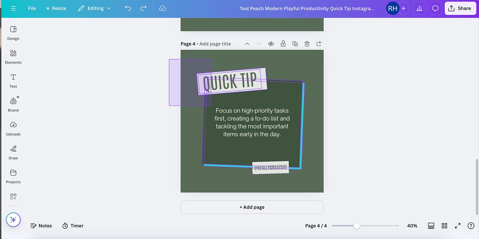 Canva Click and Drag to Select