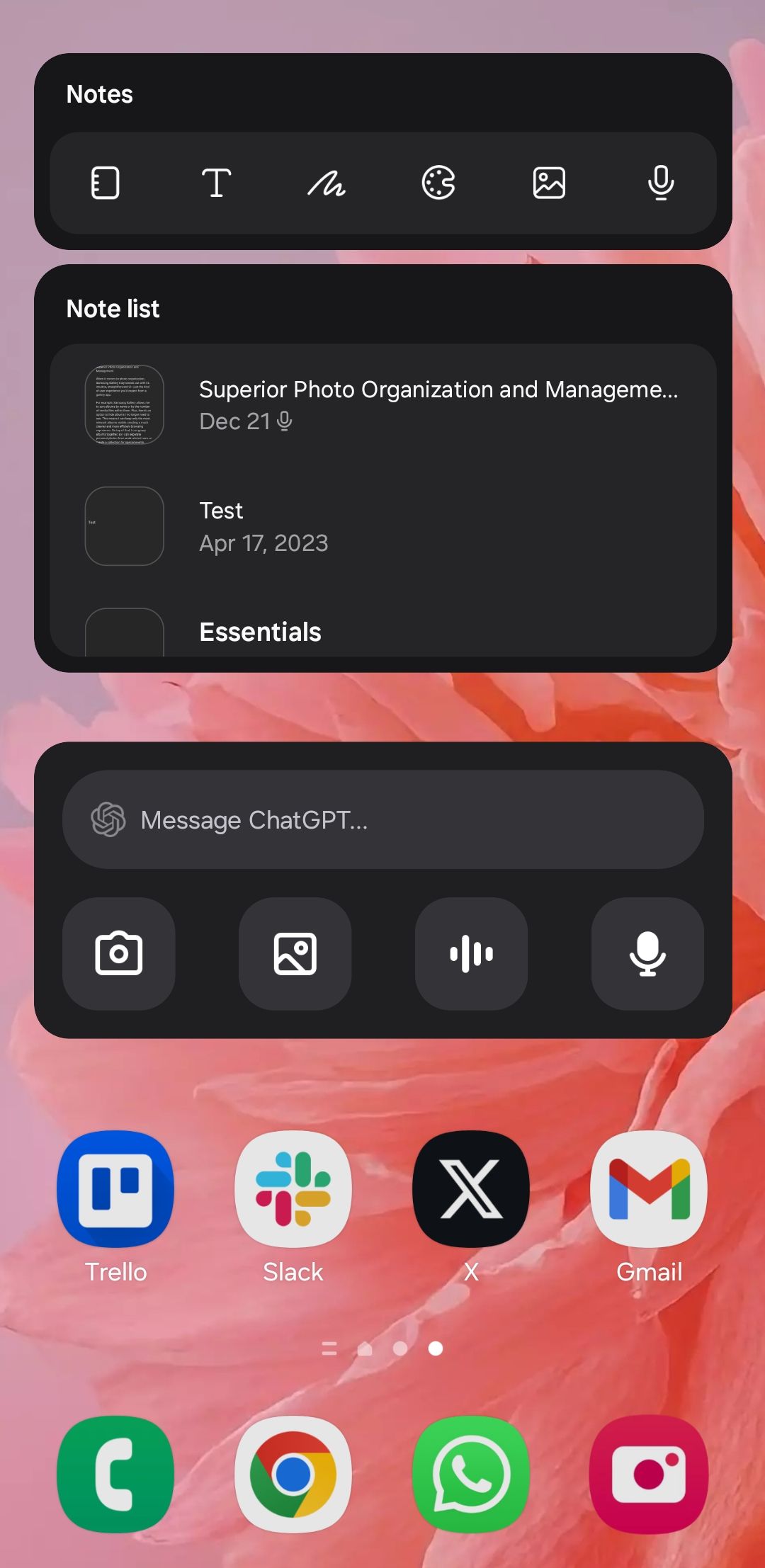 ChatGPT widget on Android home screen