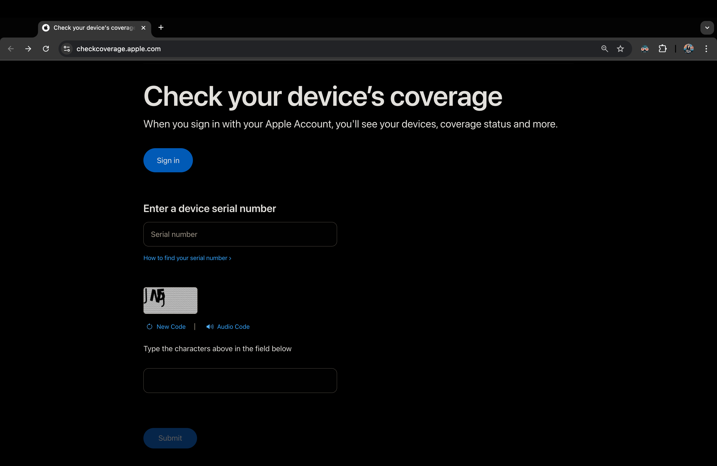 checking Apple device's coverage