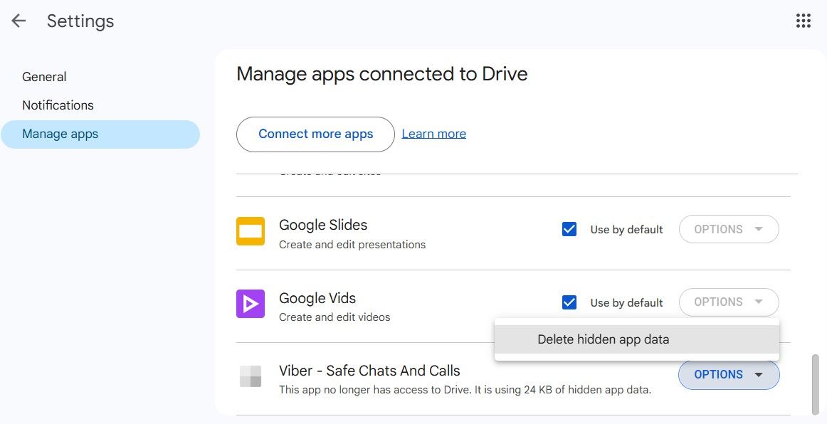 Delete app data stored in Google Drive 