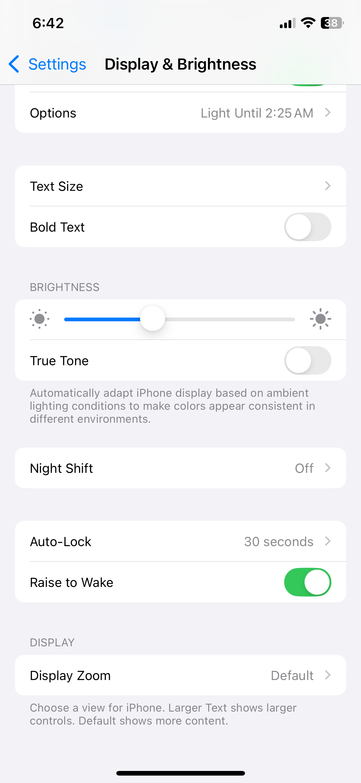 Display and less brightness on iPhone