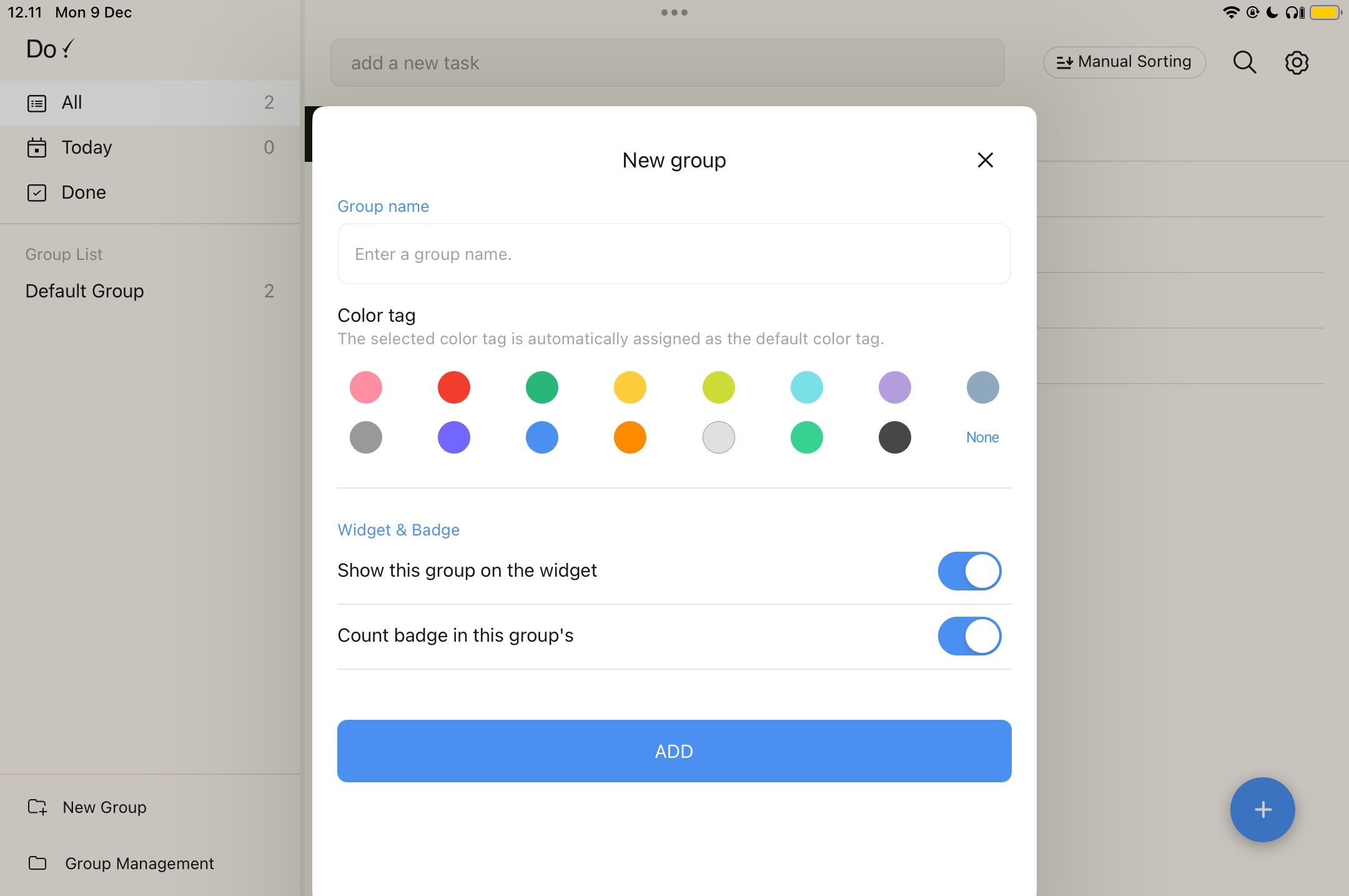 Create a new group in the Do! App