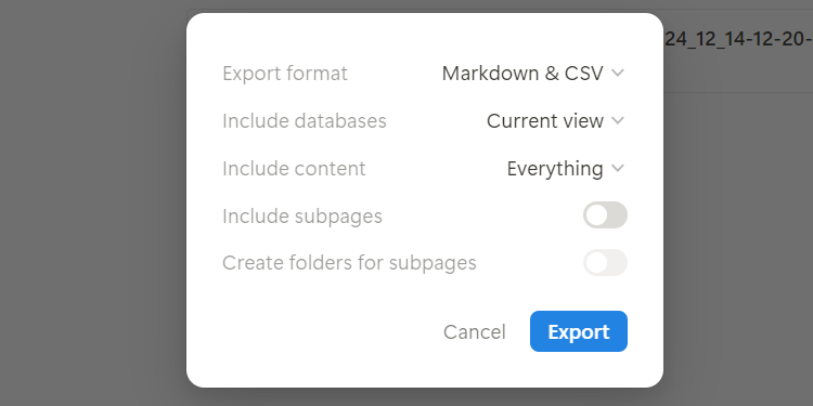 Export a page to Notion.