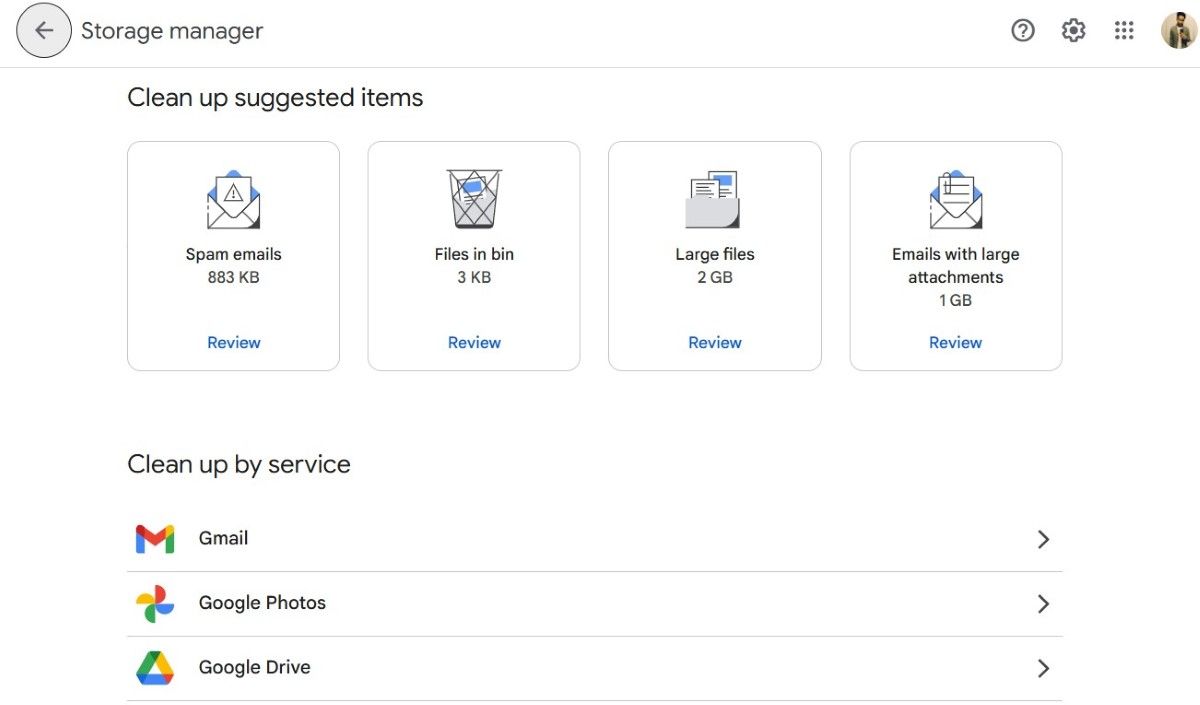 Google Drive Storage Manager clean up suggestions