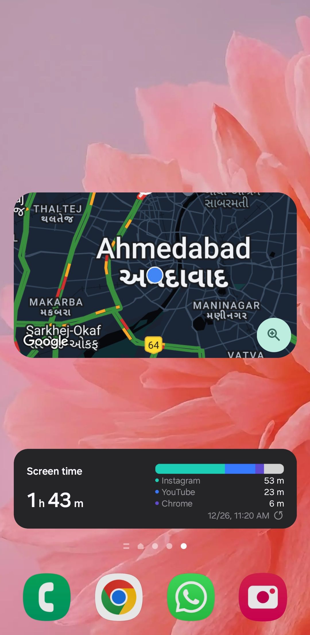 Google Maps widget options on Android home screen