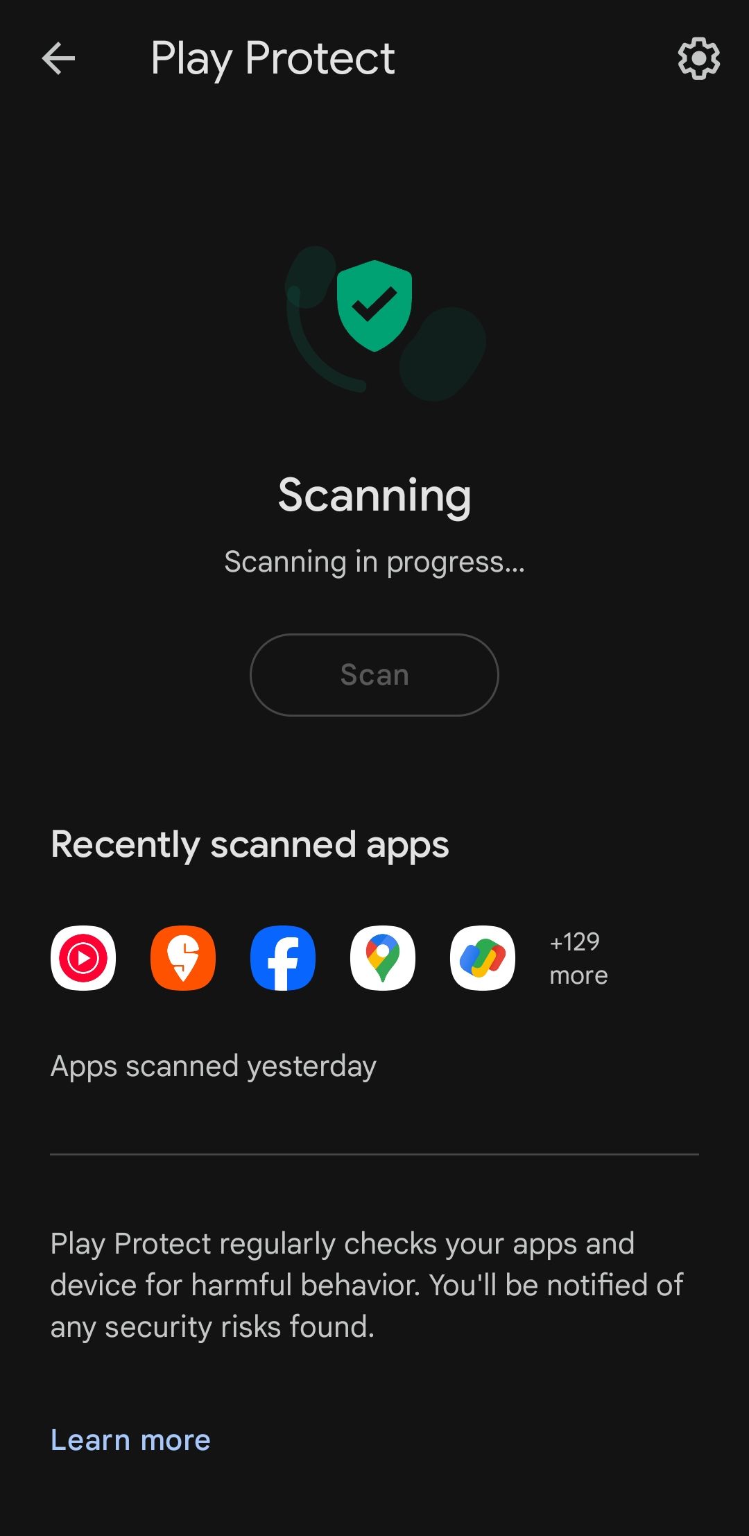 Google Play Protect Scanning Apps