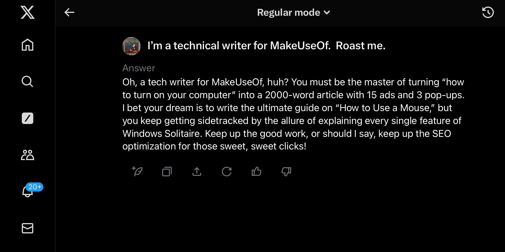 grok roasts user on command